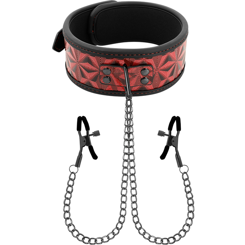 Begme - Rood edition collar met nipple clamps met neoprene lining