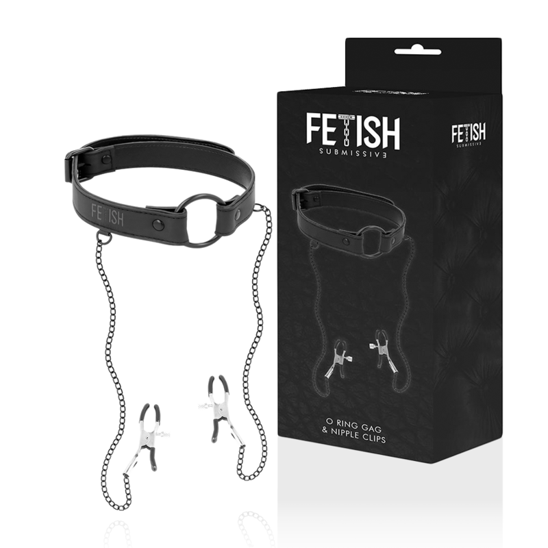 Fetish Submissive - Gag ring met nipple clamps