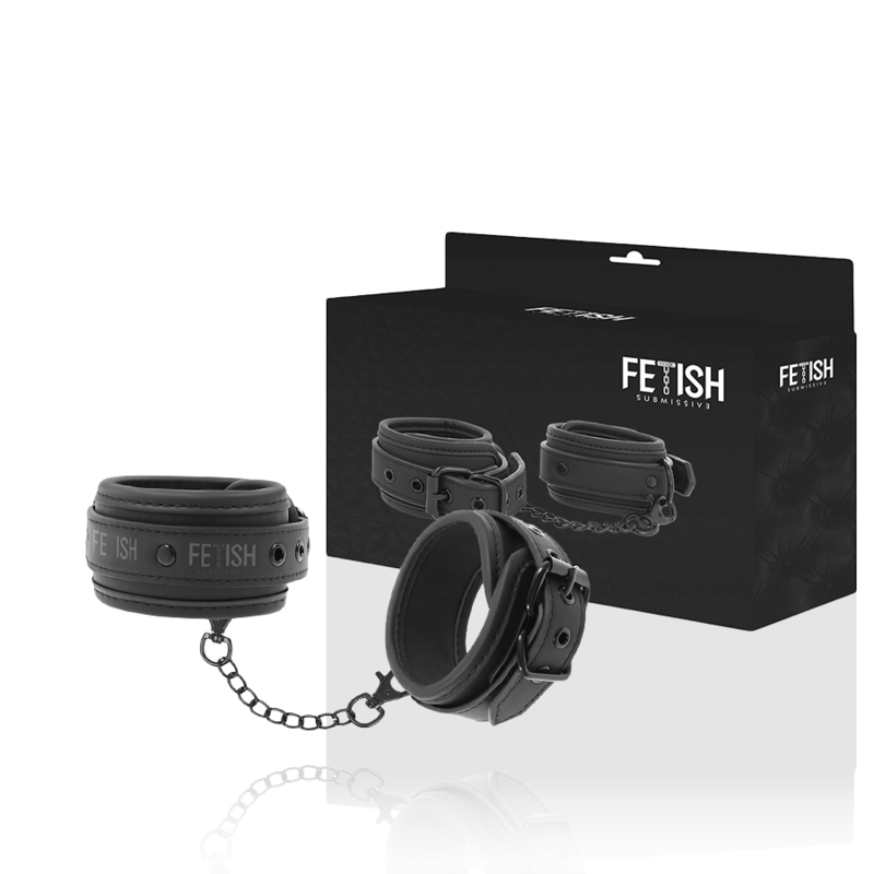 Fetish Submissive - Vegan leather ankle cuffs met noprene lining