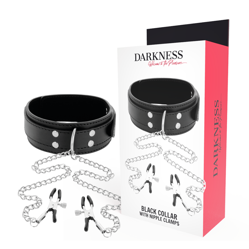 Darkness - Collar met nipple clamps zwart