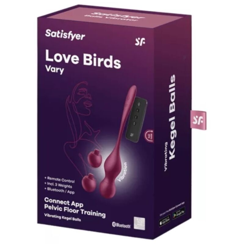 Satisfyer - Love Birds Vary vibrerende vaginale balletjes met app wijnrood