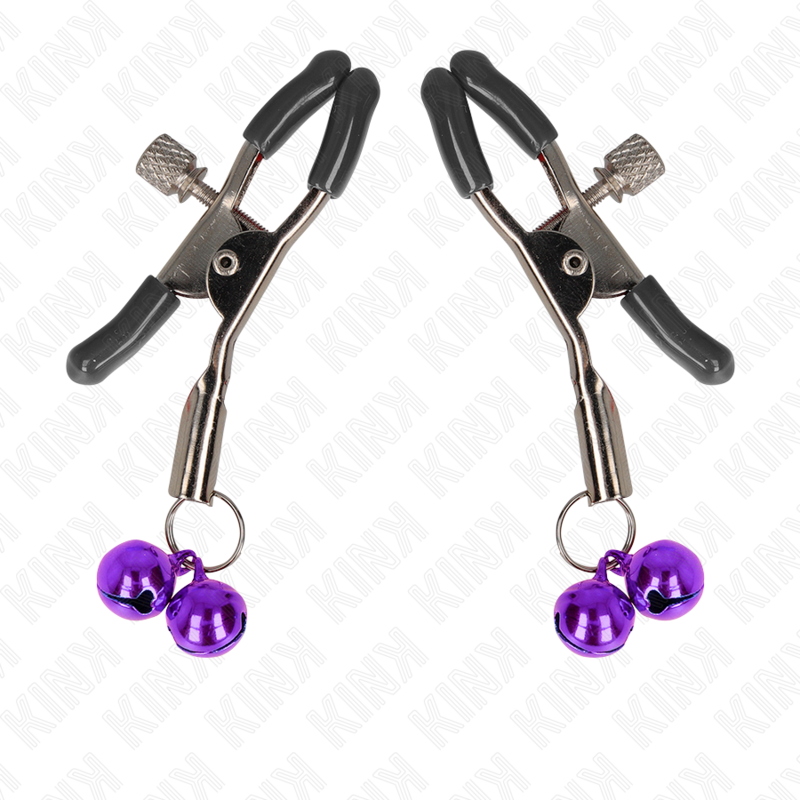 Kink - Double bell nipple clamp paars 6 cm
