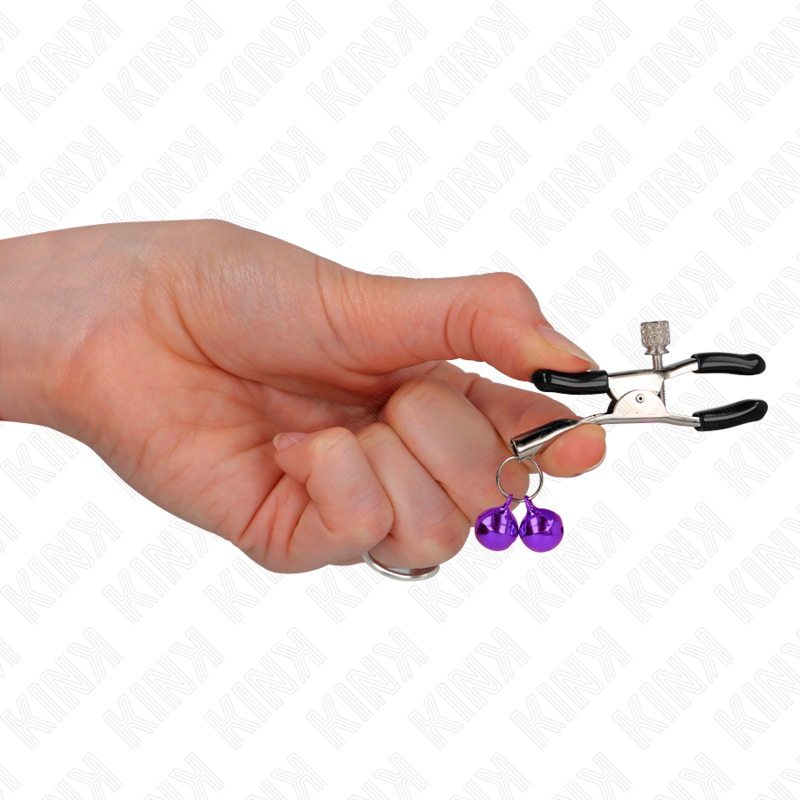 Kink - Double bell nipple clamp paars 6 cm