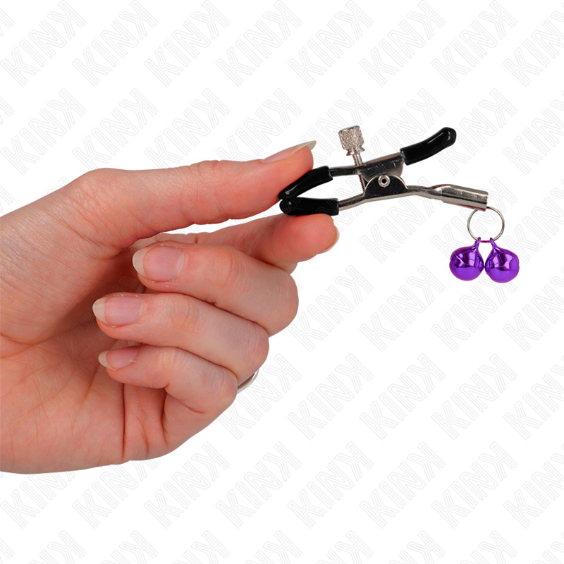 Kink - Double bell nipple clamp paars 6 cm