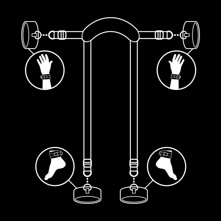 Fetish Submissive - Master position met 4 noprene-lined handcuffs