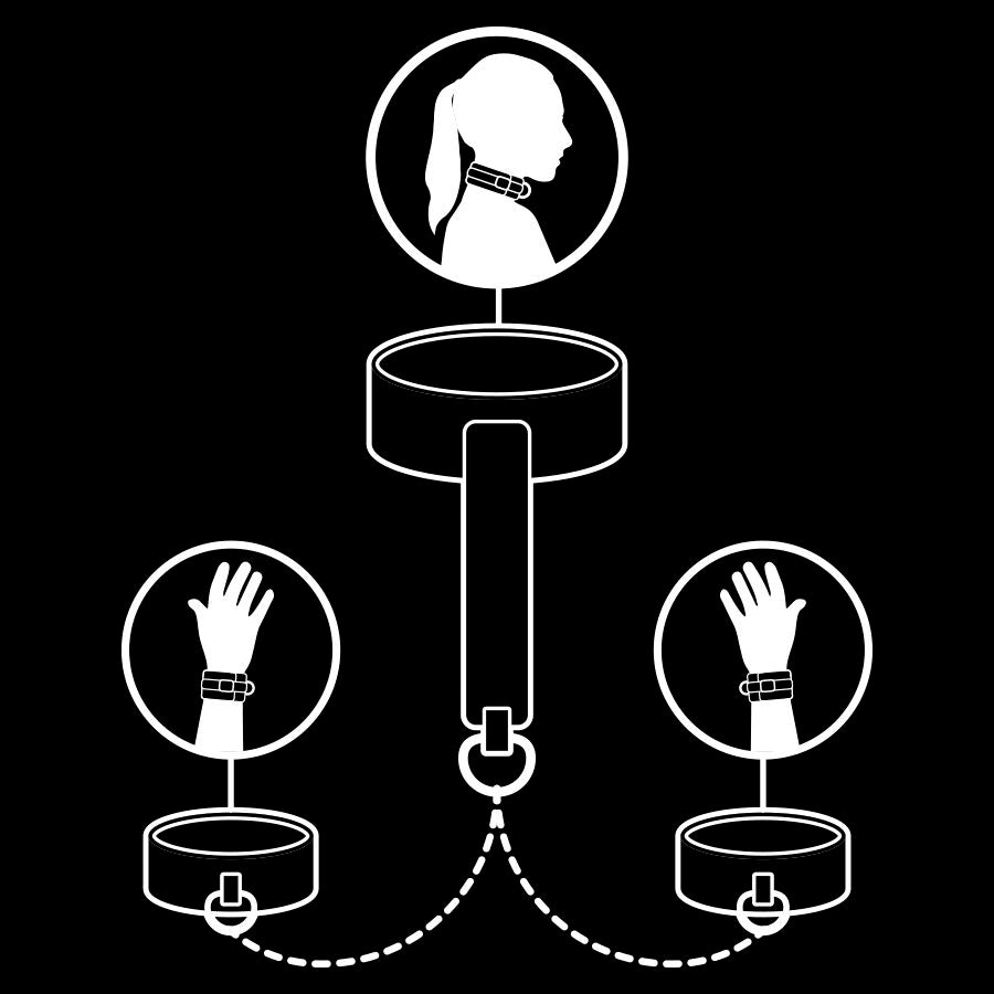 Fetish Submissive - Vegan leather necklace en handcuffs met noprene lining
