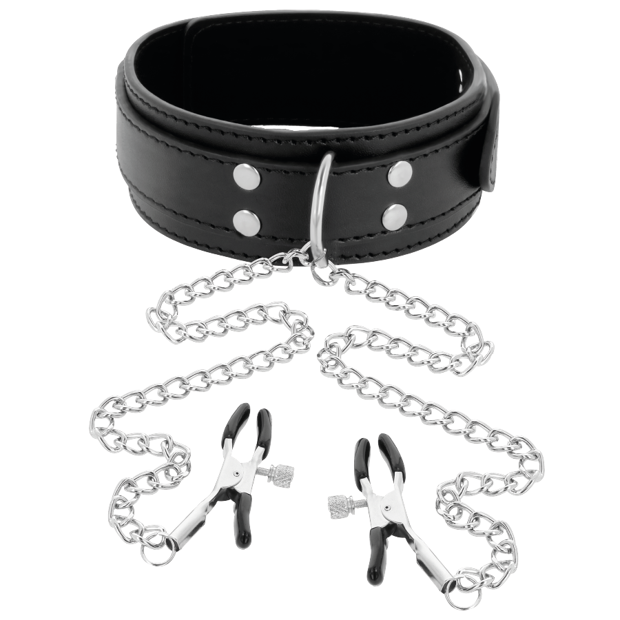 Darkness - Collar met nipple clamps zwart