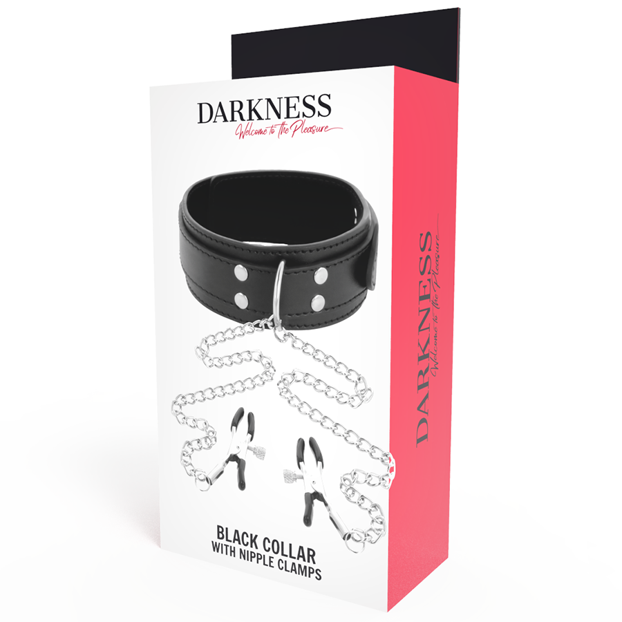 Darkness - Collar met nipple clamps zwart